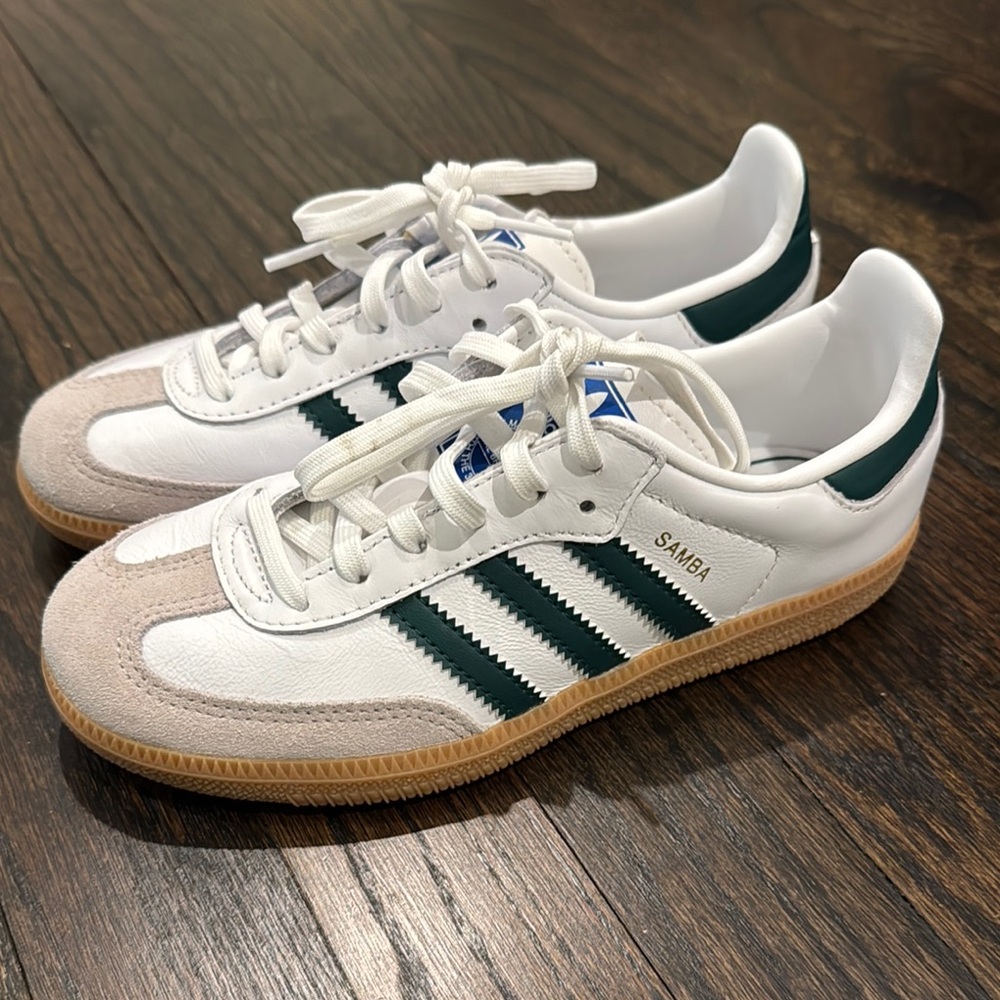 Adidas Samba White and Green Sneakers Girls